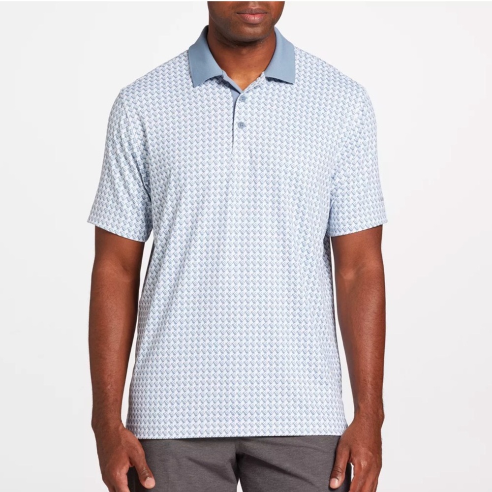Walter Hagen Men’s Performance 11 Novelty Golf Polo | Houndsteeth White | Large